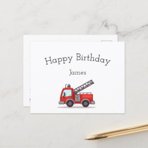 Postale Firetruck Bonne carte d'anniversaire