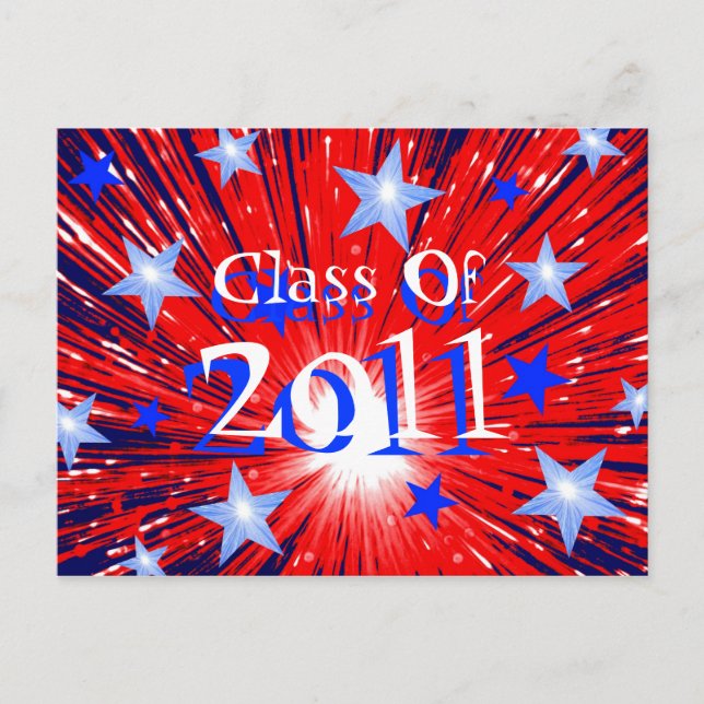 Postale Firework Rouge Blanc Bleu 'Classe de 2011' carte p (Devant)