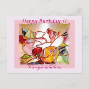 Postale " Fleur Glorieuse " Carte de Vœux d'Anniversaire