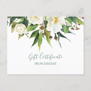 Postale Fleurs blanches bou Certificat cadeau Design Carte