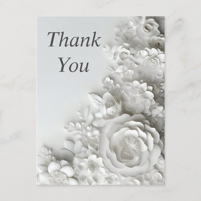 Postale Fleurs blanches sur Carte de remerciements Arrière (Devant)