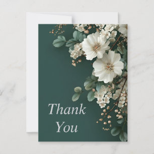 Postale Fleurs blanches sur le Carte de remerciements vert