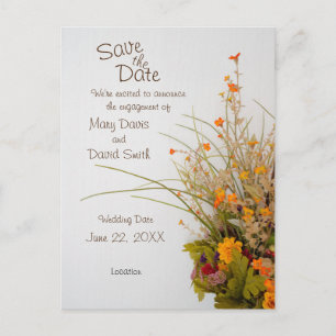 Postale Fleurs Blancs Bois Chute Enregistrer La Date Carte