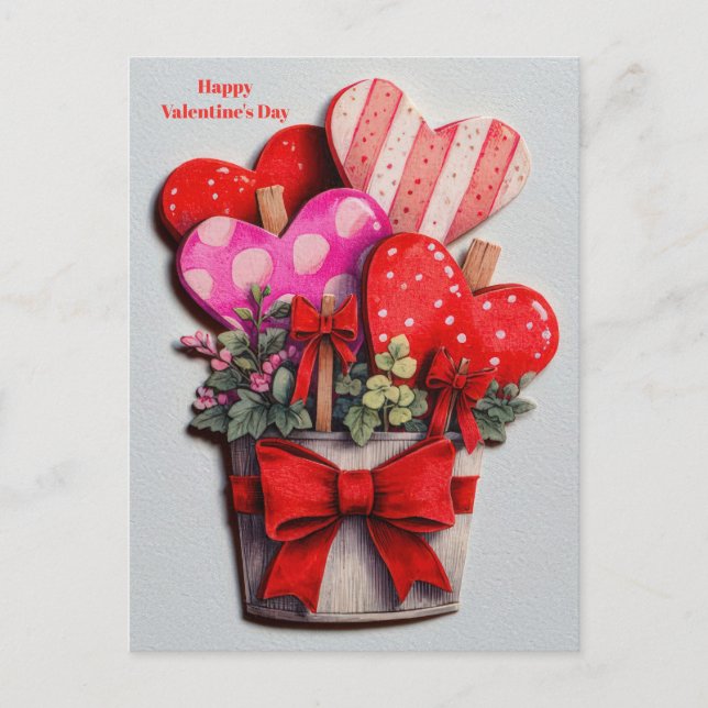 Postale Fleurs Cœurs dans une carte de la Saint-Valentin P (Devant)