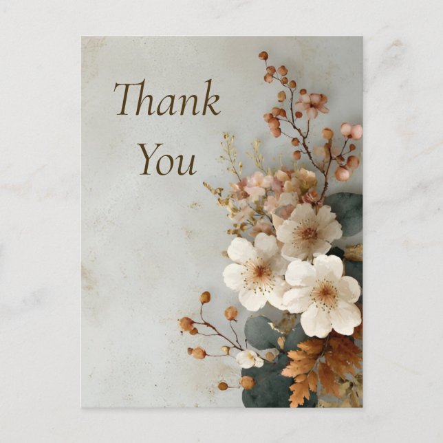 Postale Fleurs d'automne sur Carte de remerciements de gra (Devant)