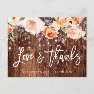 Postale Fleurs de chute de bois rustique mariage carte de 