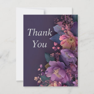 Postale Fleurs de violet et de corail Carte de remerciemen