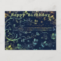 Fleurs Guitare Bonne Carte d'Anniversaire