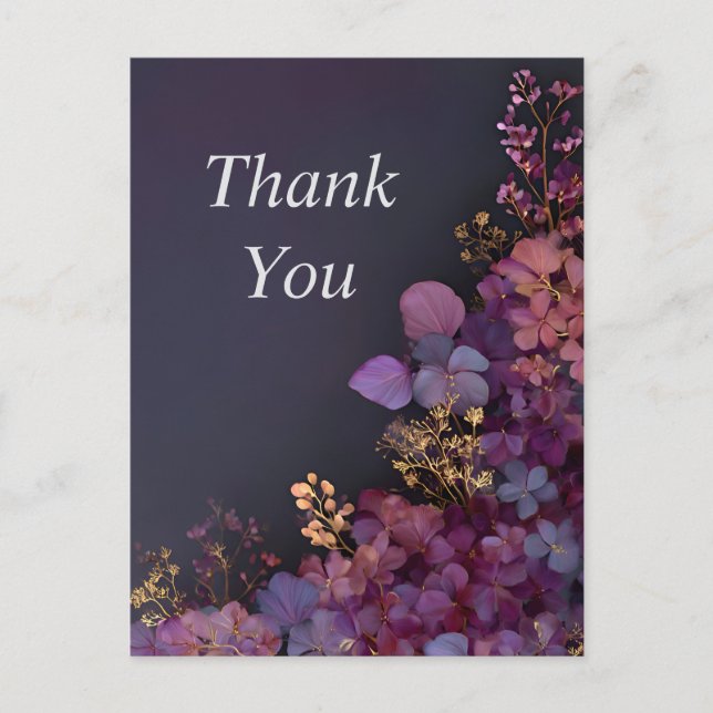 Postale Fleurs mixtes sur Carte de remerciements noire (Devant)