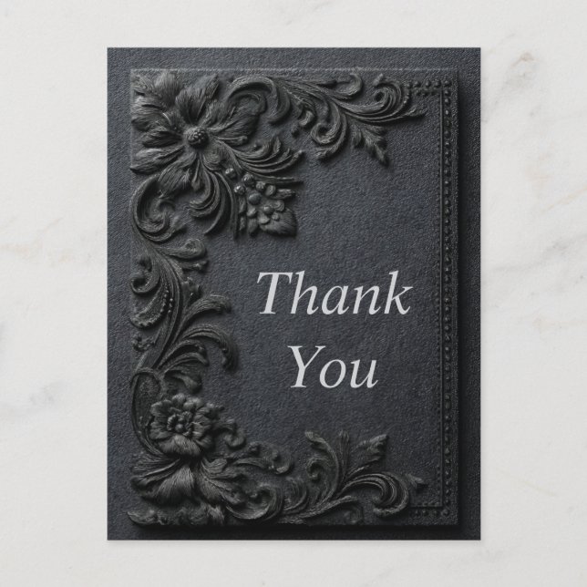 Postale Fleurs noires sur Carte de remerciements de papier (Devant)