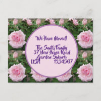 Fleurs roses Nouvelle Adresse Carte Postale, Nous