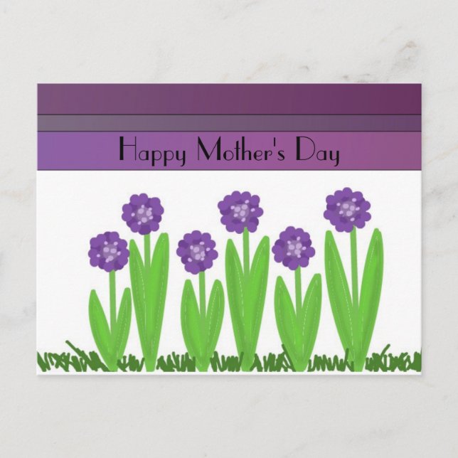Postale Fleurs Violettes Carte de Fête des Mères (Devant)