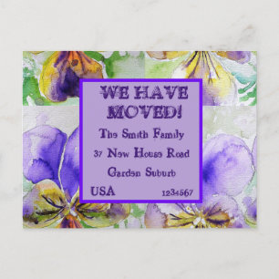 Postale Fleurs violettes Nouvelle Adresse Carte Postale, N