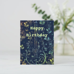 Postale Floral Art Guitare Carte Anniversaire