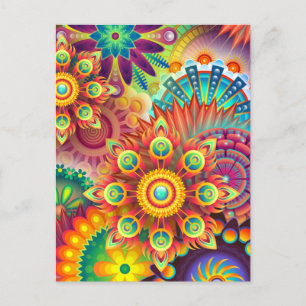 Postale Floral Mandala Collage carte de voeux psychédéliqu