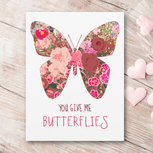 Postale Floral me donner papillons valentines jour Carte p
