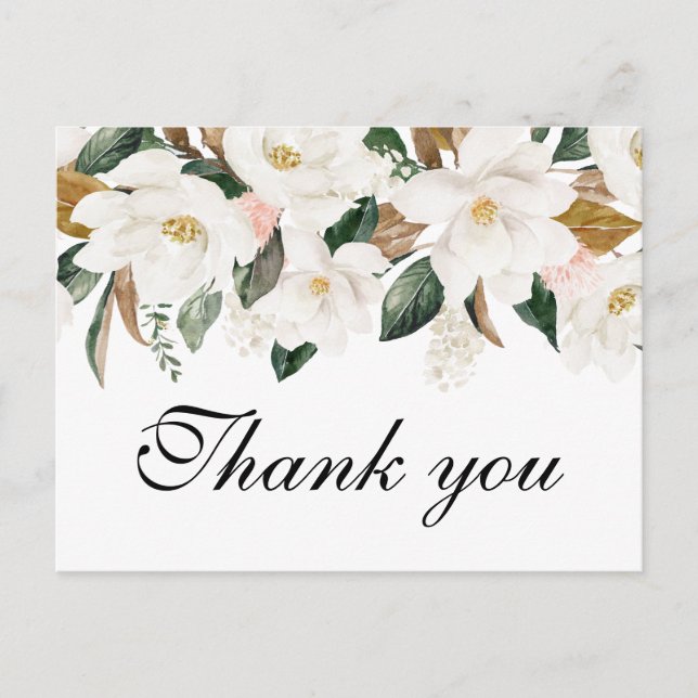 Postale FLORALE DE MAGNOLIA | Carte mariage Merci (Devant)