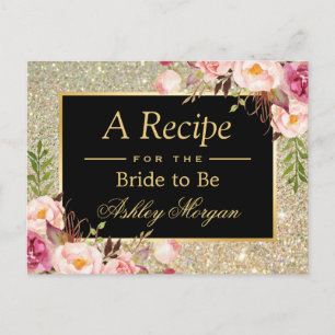 Postale Flore Parties scintillant or Carte de recette de