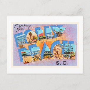 Postale Folly Beach South Carolina SC Vieux Vintage Carte 