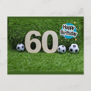 Postale Football 60e carte anniversaire avec balle sur ver