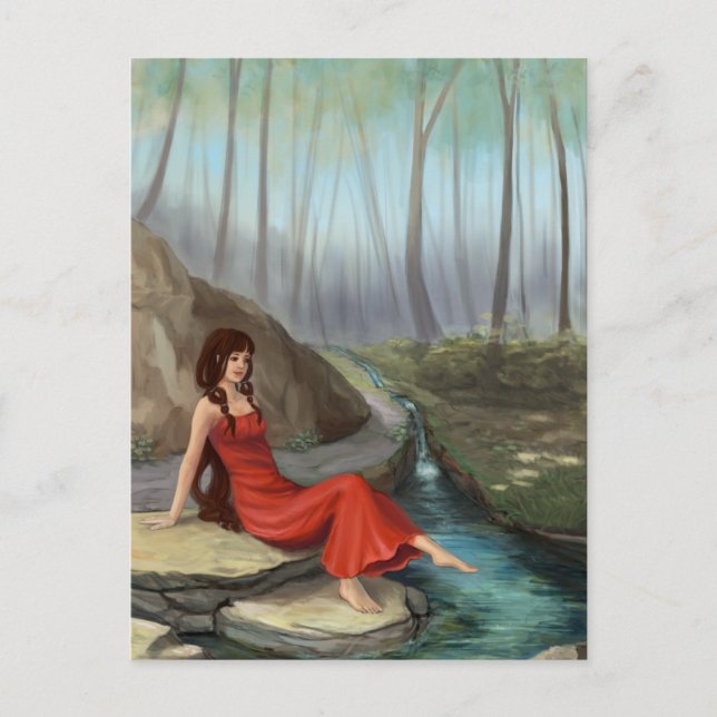 Postale Forest Rivulet - Imaginaire Forest Elf Girl Carte  (Devant)