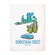 Forêt de Rendlesham Suffolk carte vintage