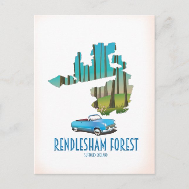 Postale Forêt de Rendlesham Suffolk carte vintage (Devant)