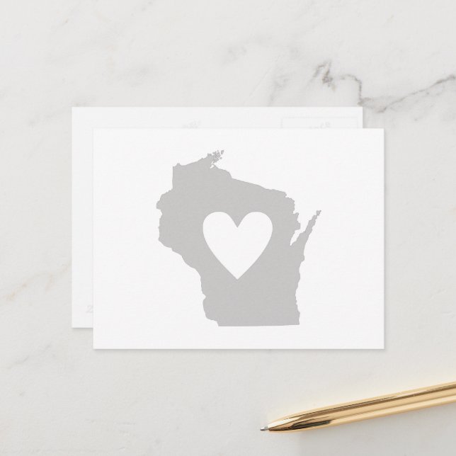 Postale Forme de carte d'état gris du Wisconsin avec décou (Devant/Arrière en situation)