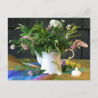 Foulard de soie vintage Floral Still Life Carte po