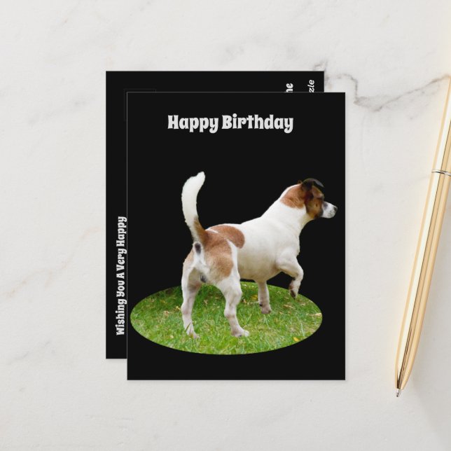 Postale Fox Terrier en service de garde, Carte de vœux d'a (Devant/Arrière en situation)