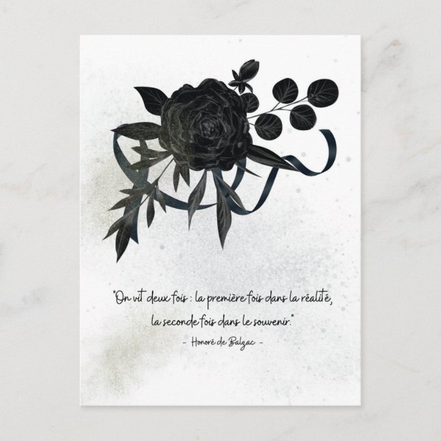 Postale FR | Carte de condoléances – Rose noire (Devant)