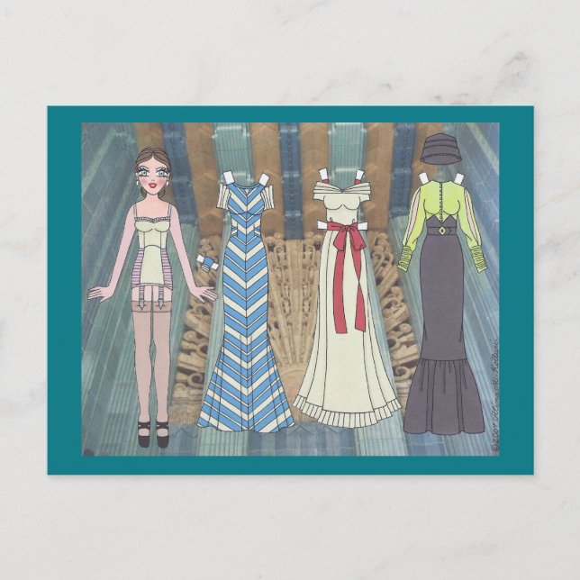 Postale Frances, Dame Art Déco de 1937 Papier Doll Carte p (Devant)