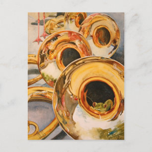 Postale French Horns Musicien Funny Frog Carte Artiste