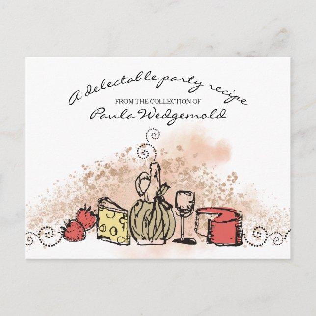 Postale fromage fruit vin dîner carte de recette (Devant)