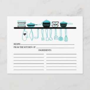 Postale Fun Turquoise Cuisine Gadgets Bridal Recette Carte