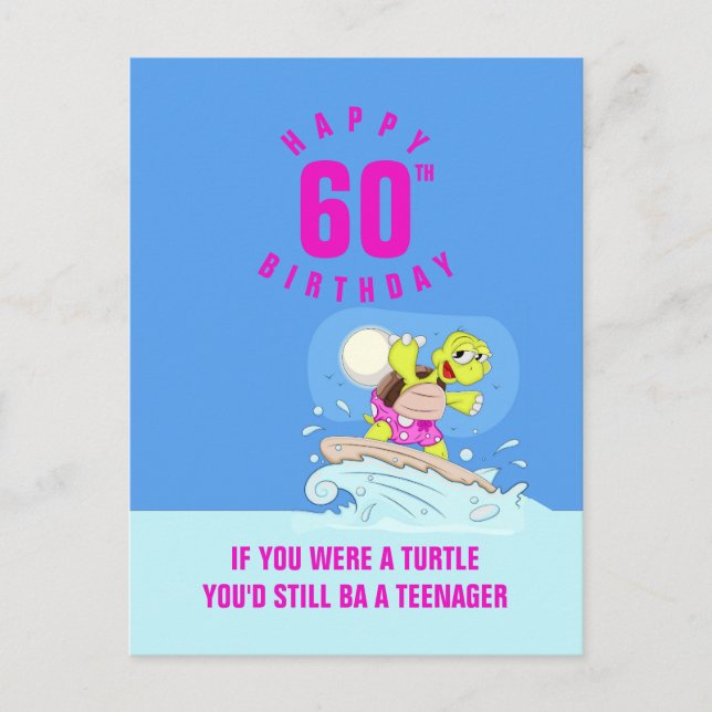 Postale Funny 60e anniversaire citation carte de tortue (Devant)