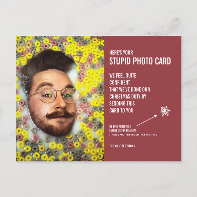 Postale Funny Céréales Noël Stupide Carte photo Carte post (Devant)