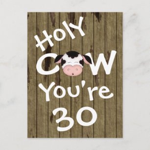 Postale Funny Holy Cow Vous avez 30 Anniversaire Carte pos