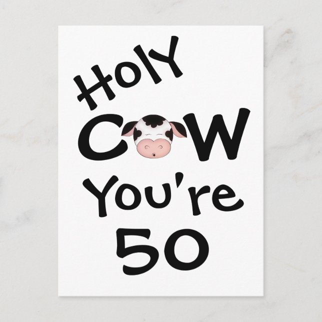 Postale Funny Holy Cow Vous avez 50 Anniversaire Carte pos (Devant)