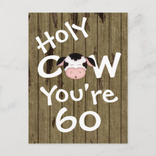 Postale Funny Holy Cow Vous avez 60 Anniversaire Carte pos