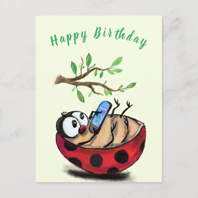 Postale Funny Ladybug carte d'anniversaire (Devant)