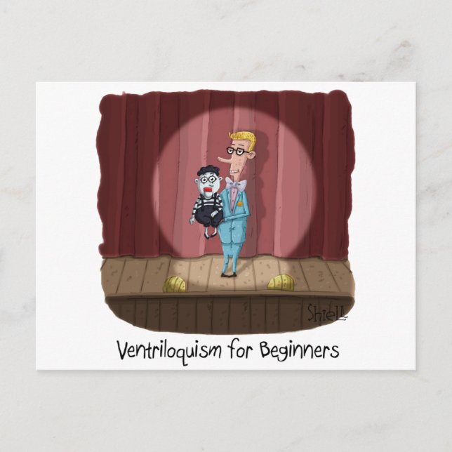 Postale Funny Ventriloquism for Beginners Carte ou cadeau. (Devant)