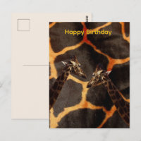 Girafes sur fond de girafe, carte de vœux d'annive