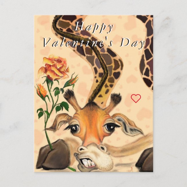 Postale Giraffe romantique Drôle carte Saint Valentin (Devant)