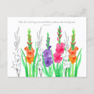 Postale Gladiola Scripture Psaumes 103 Carte de prière