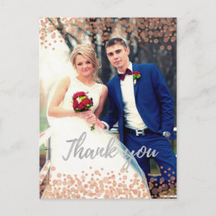 Postale Glam rose bulles Chic Calligraphie Carte de remerc