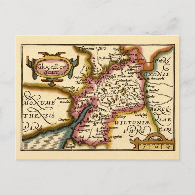 Postale Gloucestershire Comté Angleterre Ancienne carte An (Devant)