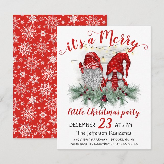 Postale Gnomes mignons Joyeux petit Noël Carte (Devant / Derrière)