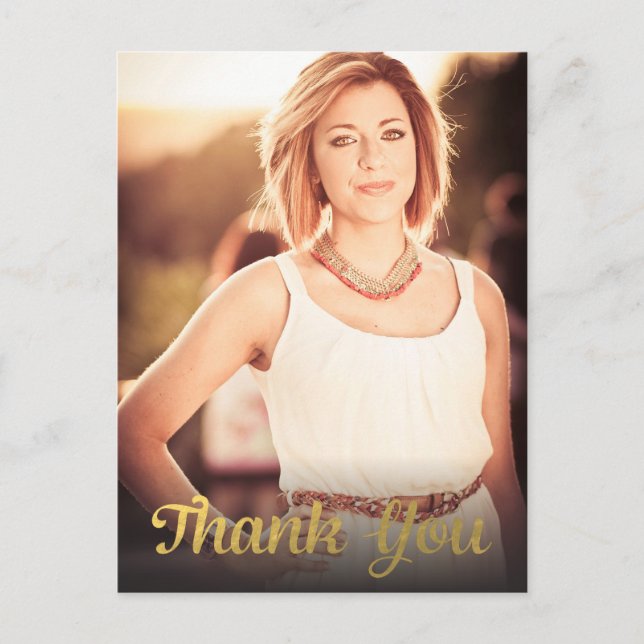 Postale Gold Foil Graduation Grad Merci photo carte postal (Devant)