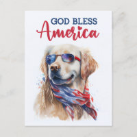 Golden Retriever, Dieu bénisse l'Amérique Carte po